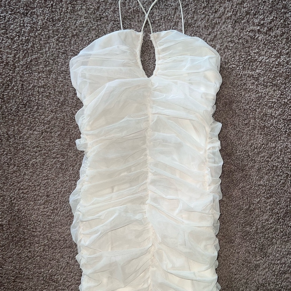 OhPolly White Tight Dress Runched Small